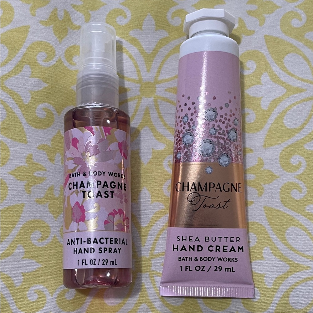 Bath & Body Works Champagne Toast Hand Cream & Anti-Bacterial Hand Spray NWT